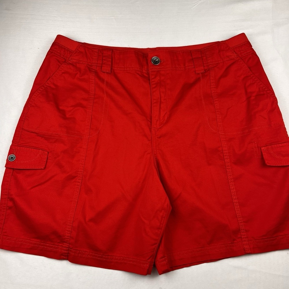Style & Co Red Zig Zag Utility Cargo Shorts Mid Rise Stretch Comfort Waist Sz 18
